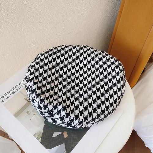 

Корея Осень Зима Клетчатые Женские Береты Мода Черный Берет Вязаный Женский Плоские Кепки Франция Шляпы Дамская Шапка Художника Подарки на День Благодарения 56-58CM чёрный