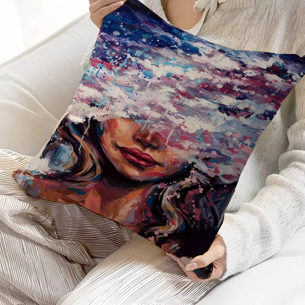 Abstract Figure Painting Pillow Anime Pillow Sofa Bed Head Pillow Cover Cushion Cover 45x45 Cm Fashion