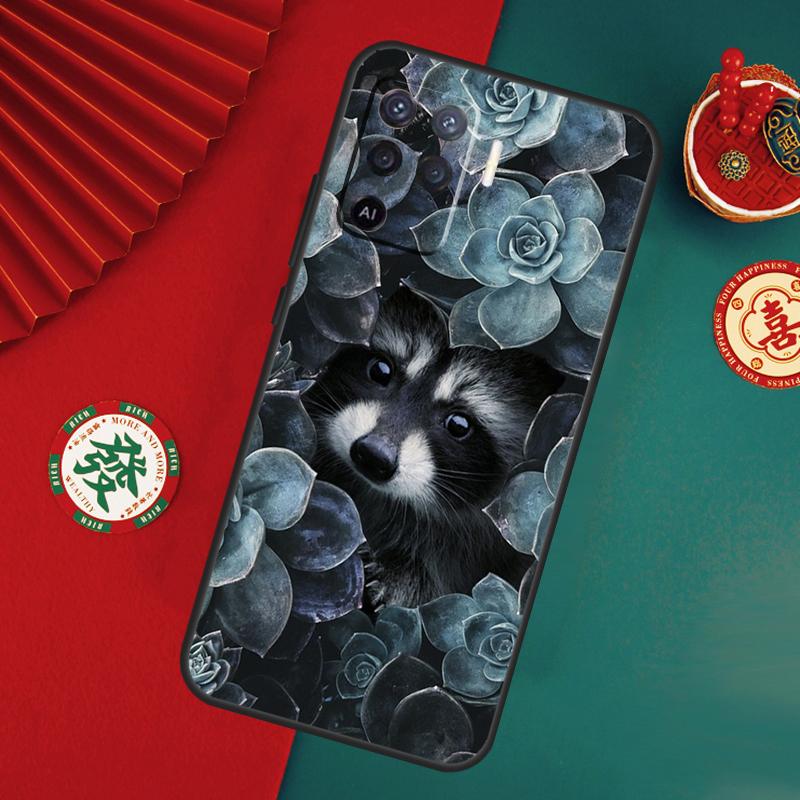 Cartoon Raccoon Kawaii Case For Oppo A6 A5 Pro A15 A18 A38 A58 A78 A98 A54 A74 A94 A17 A57 A80 A60 A40 A16 A76 A96