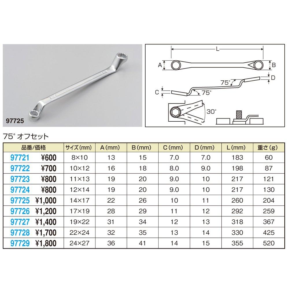 Daytona Box Wrench 75° Offset 10 x 12mm 97722