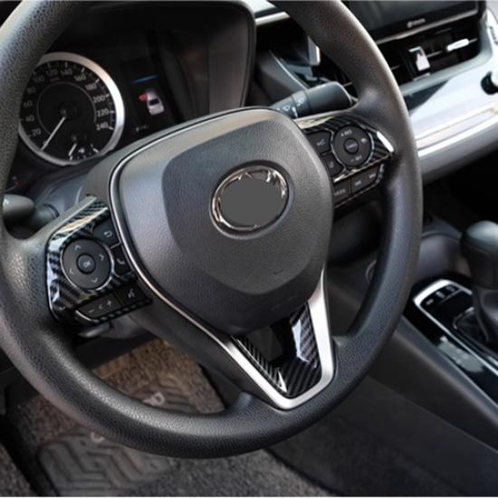 Carbon Fiber Steering Wheel Decor Frame Trim 3PCS For Toyota Corolla -2026