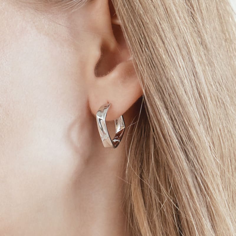 GEIGER Jewelry Square Ring One-Touch Silver Earrings GISVEE048