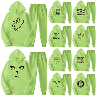 Men's And Women's Glitch Print Long Sleeve O-neck Hoodie + Pants Suit