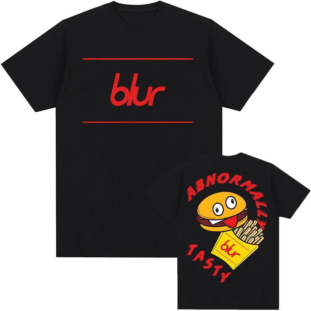 Blur Dan Abnormal Tričko Bavlna Krátký Rukáv Pánské Dámské Trička Unisex Streetwear Vtipné Kreslené Hamburgery a Hranolky Tričko
