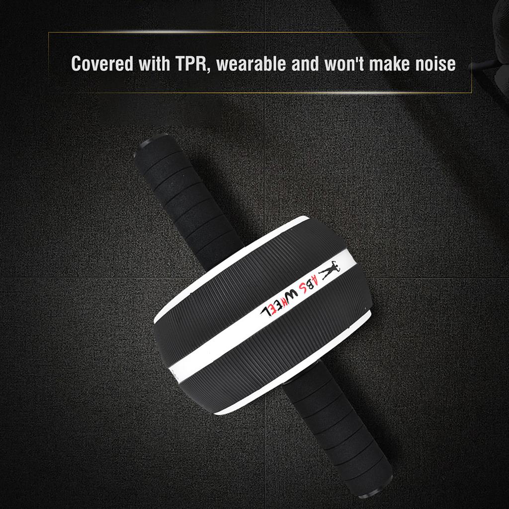 Abdominal Wheel Roller Trainer Fitness Equipment Gym Home Exercise Tool with Training Pad(black&white )