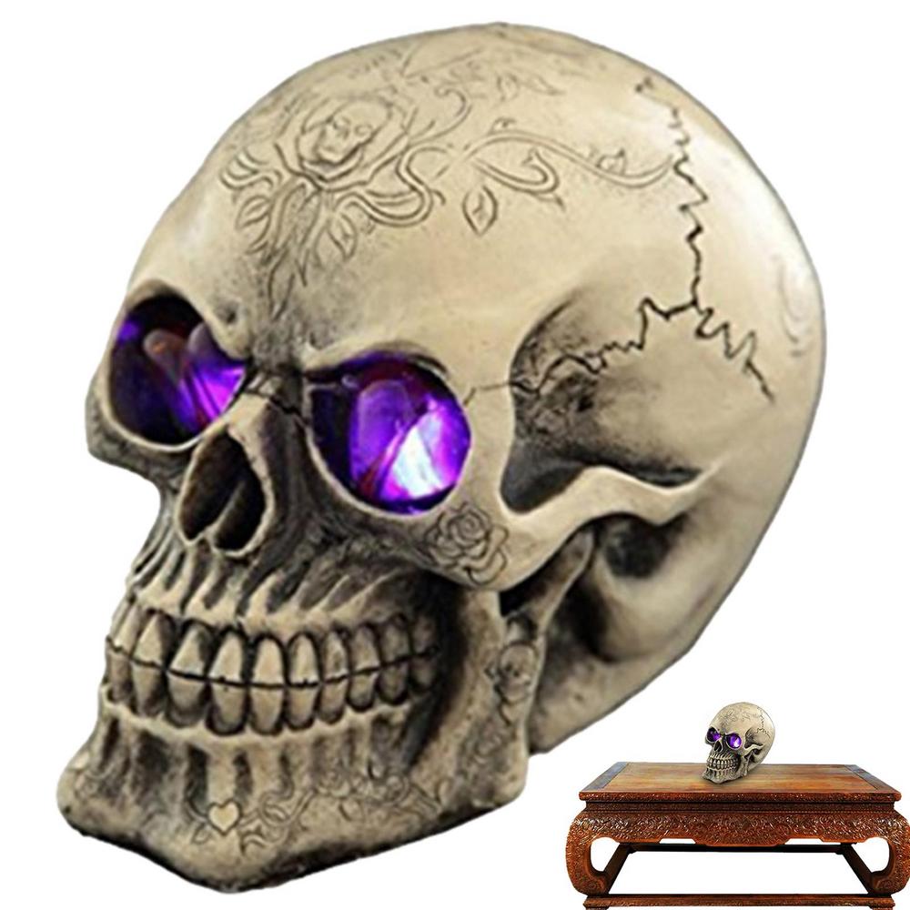 Halloween Skull Statue Human Bones Skull Models Realistic Faux Human Anatomy Table Top Skeleton Heads for Home Decors