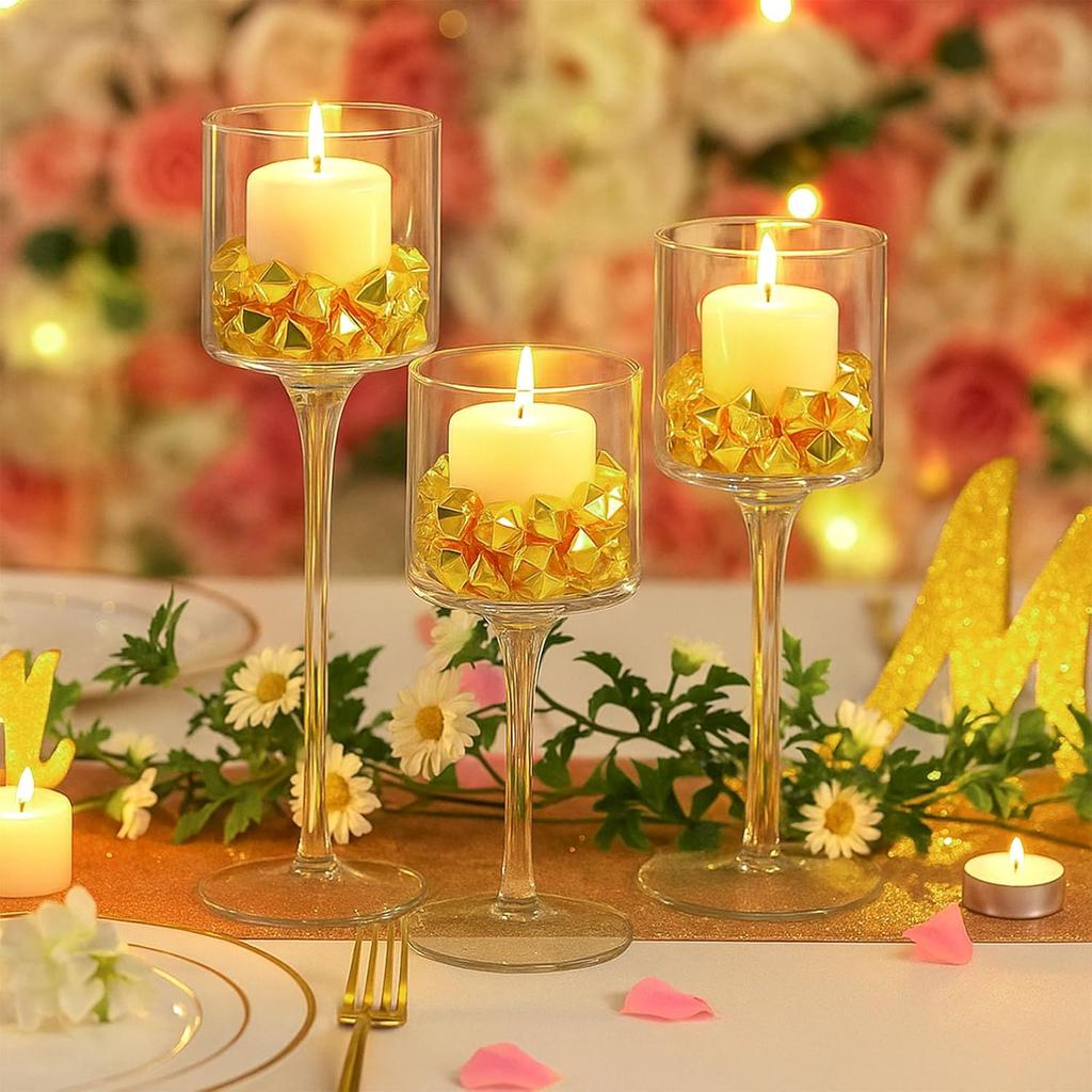 DomeStar 550PCS Gold Vase Fillers, Acrylic Fake Crushed Ice Fake Rocks Gold Nuggets Gems Plastic Diamonds for Vase Fillers Centerpiece Table Scatter