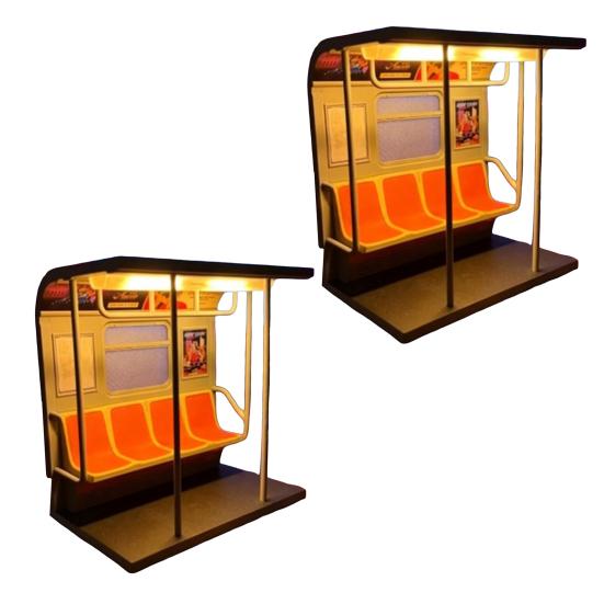 New York Train Lamp Retro LED Ambient Light with Hidden Button 3D Printed Desktop Night Light for Shelf Nightstand Decor