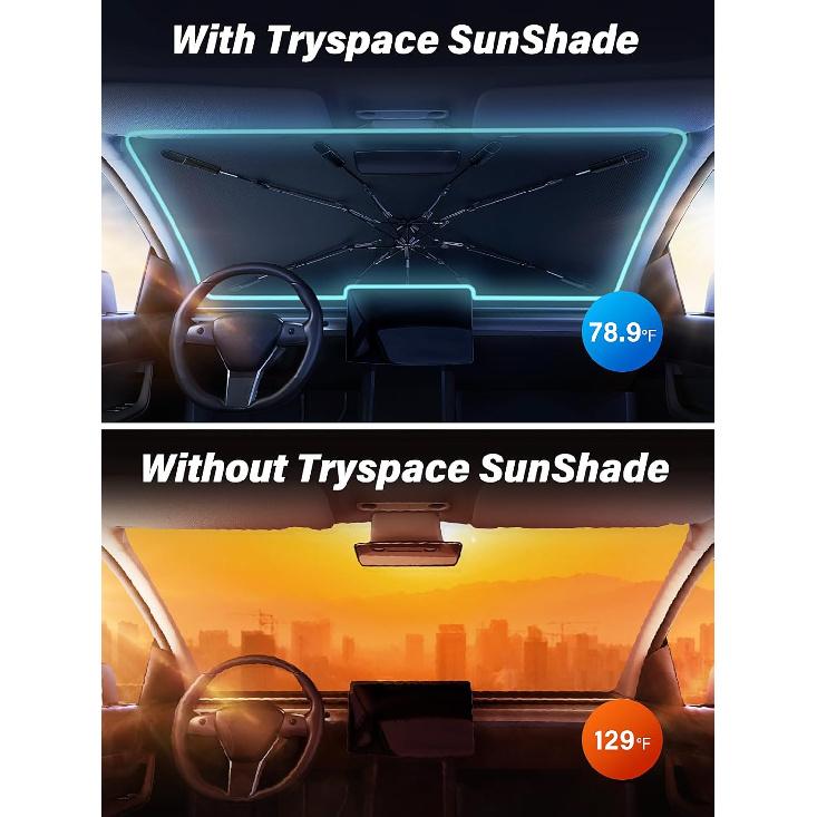 Car Windshield Sun Shade Umbrella - [Silver Heat Shield & UV Reflective] Protector For Cars, Universal Fit Medium (56"X31") | 25°F Cooler, Friendly