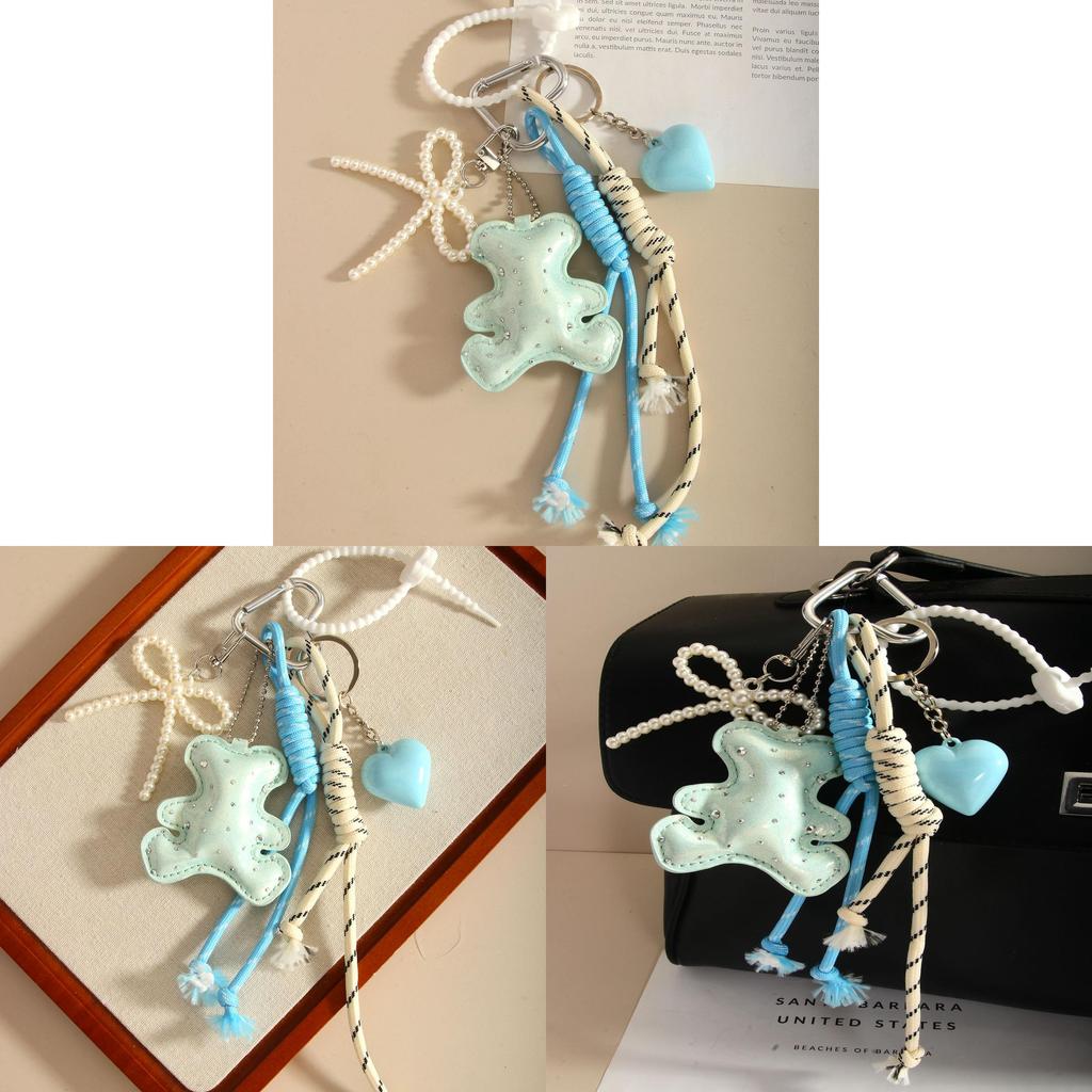 Miu Custom Animal Keychain Pu Material Heart Bow Pendant For Fashion Accessories
