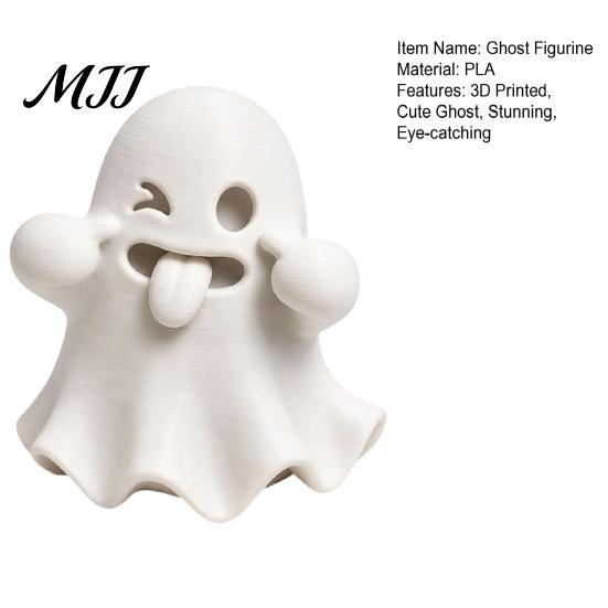 Cute Desk Accessories Halloween Ghost Figurine, 3D Printed Face Statue, Spooky Small Decorations Tabletop Ornament for Shelf, Desk, Home Party Decor