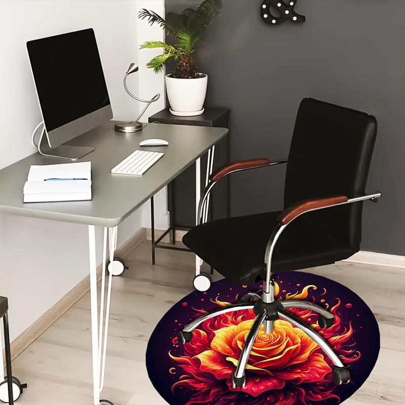 

1pc Flaming Rose Artwork Round carpet, Made of Polyester,Perfect for Decorating Office Chairs, Living Rooms,fplt262 80cm by 80cm