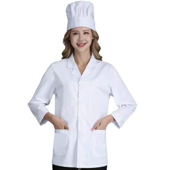 Chef Uniform V-Neck Front Buttons Unisex Workwear with Practical Pockets Professional Cooking Uniform