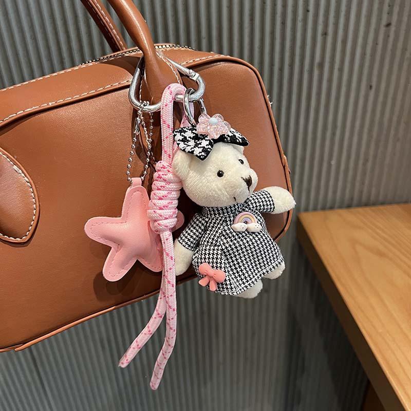 Fashion Little Bear Key Chain Five-pointed Star Braided Rope Pendant Girl Backpack Decoration