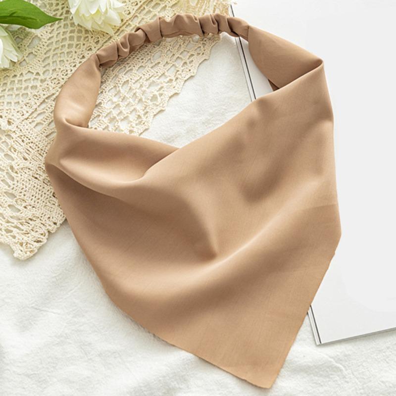 Woman Girls Solid Summer Head Scarf Chiffon Triangle Bandanas Women Elastic Hairband Hair Accessories Headwear Ornaments