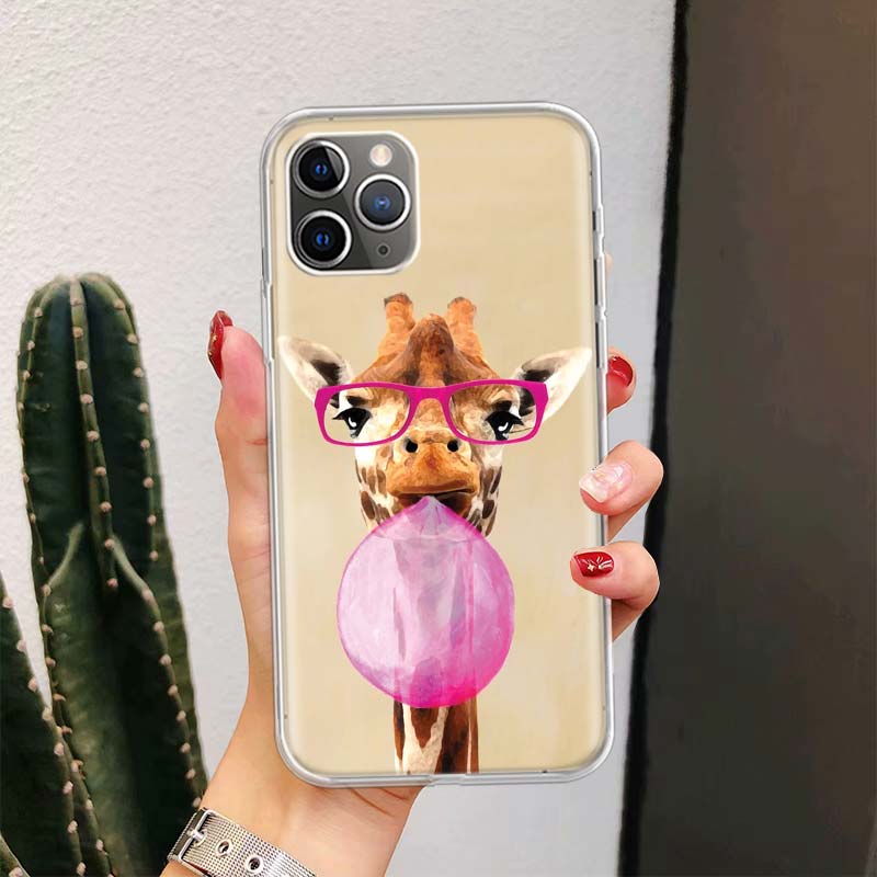 Cute Cartoon Giraffe Animal For iPhone 17 Air 16 15 14 Plus 13 Mini 12 11 Pro Max Phone Case 16E 7 Print 8 SE Fundas Cover Soft