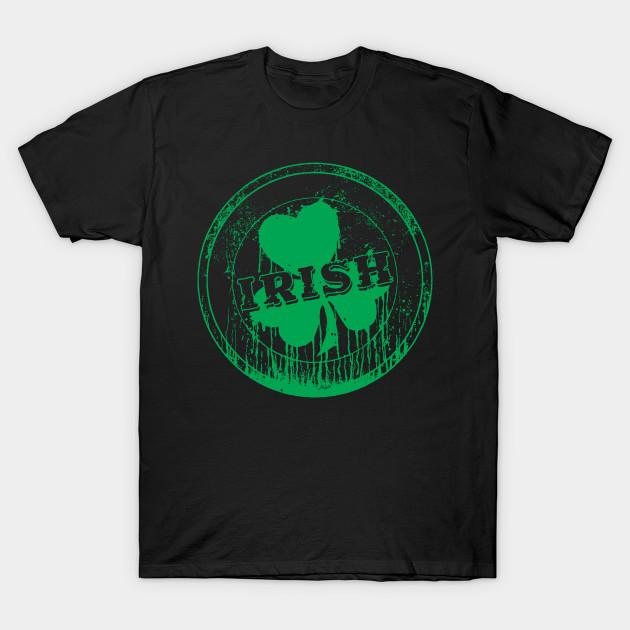 Men Black Print T-shirt Irish Shamrock St. Patricks Day Round Logo No-Cut Transfer Paper Print Cotton Tshirt XL