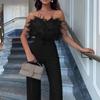 Women's Fashion Casual Feather Top Breast Sexy Sleeveless Jumpsuits