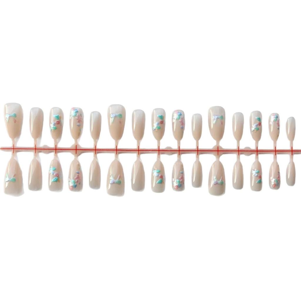 Translucent Cat Eye Almond Short Nails with Whitening Relief Design - Separate Sizes