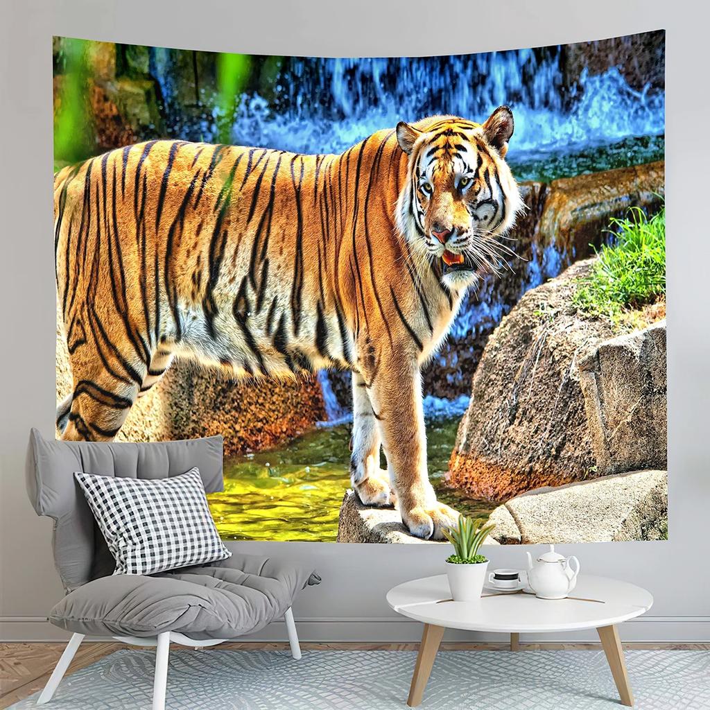 Tiger Tapestry Ferocious Predator Tapestry Wild Animals Tapestry Creativity Art Tapestries Home Living Room Bedroom Dorm Decor