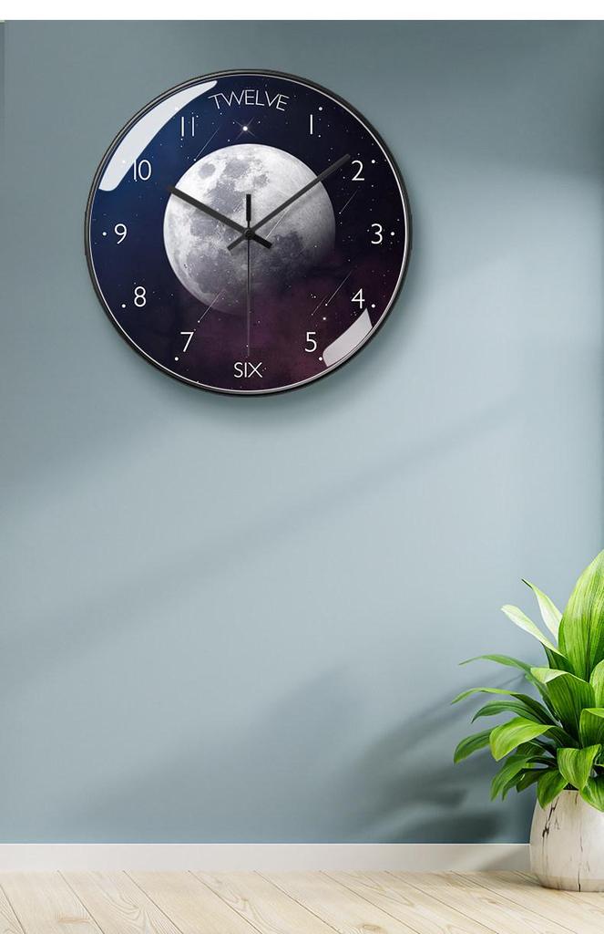 Moonstone Quartz Wall Clock - Silent, Artistic Design with Automatic Time Sync for Living Room