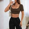 Women's Short-sleeved Athleisure T-shirt Solid Color Top