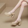White Mary Jane main dress wedding shoes waterproof table high heels women's new small thick heel wedding bride shoes