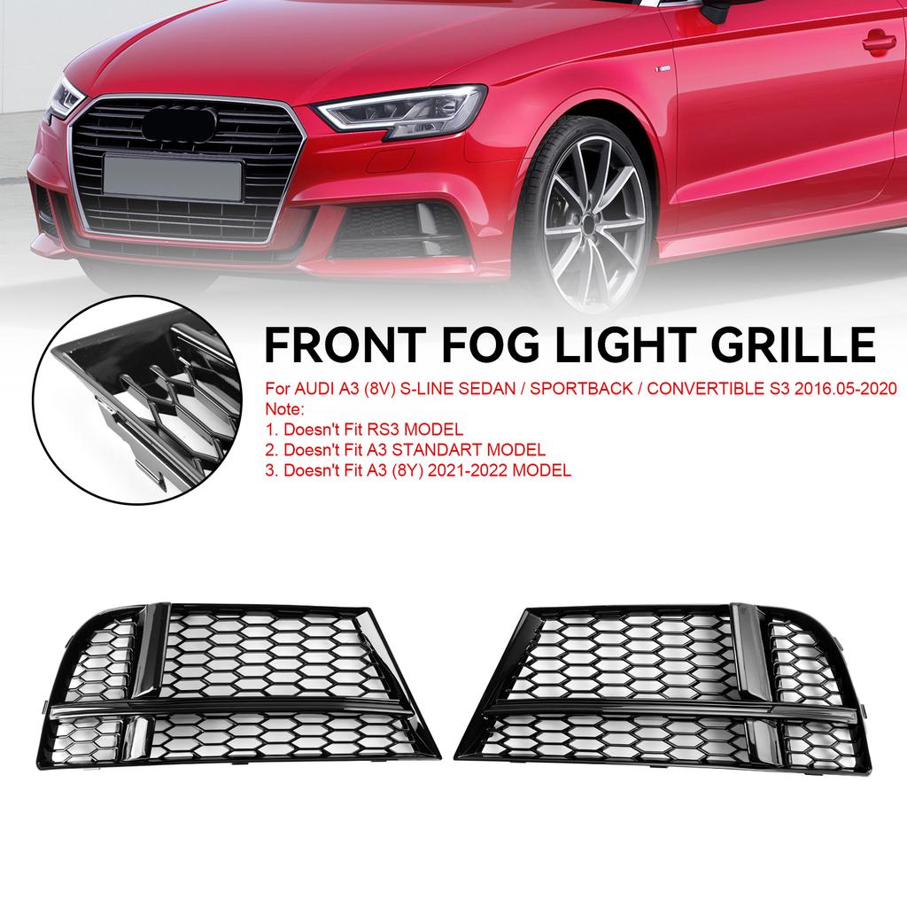 Front Fog Light Cover Bezel Grille Grill 8V3807681AE 8V3807682Q Fit A3 8V S-LINE 2017-2019
