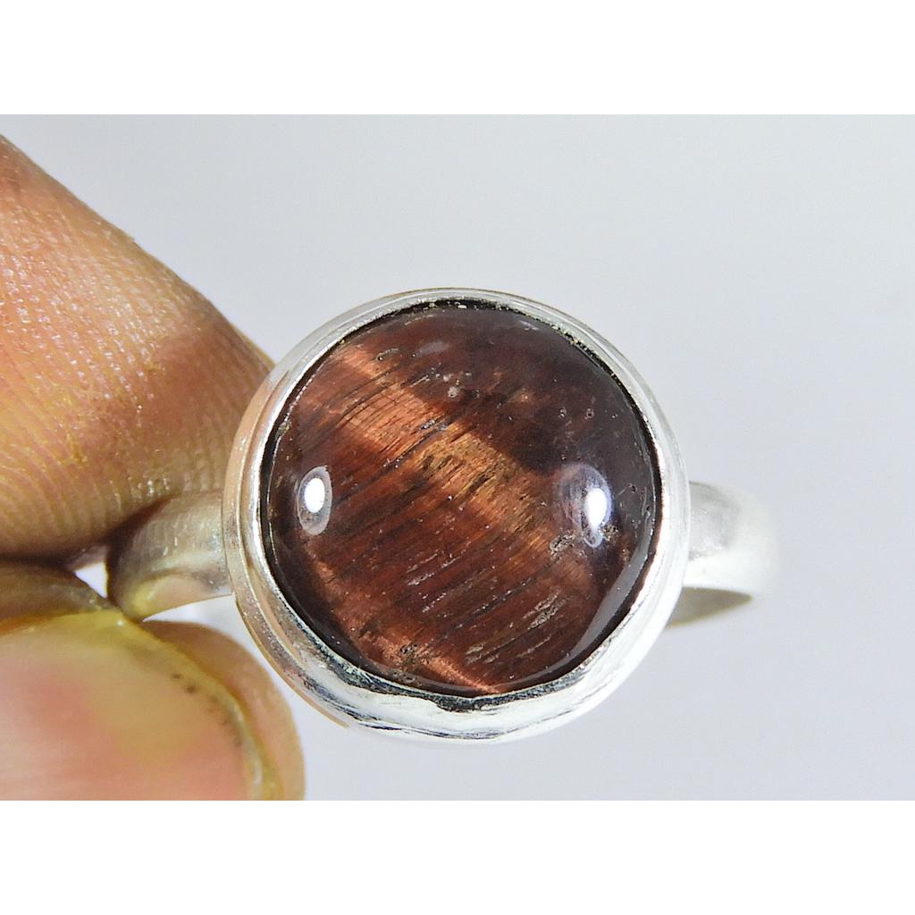 Natural Tiger Eye 925 Solid Sterling Silver Ring Size US-8.5 PG-92
