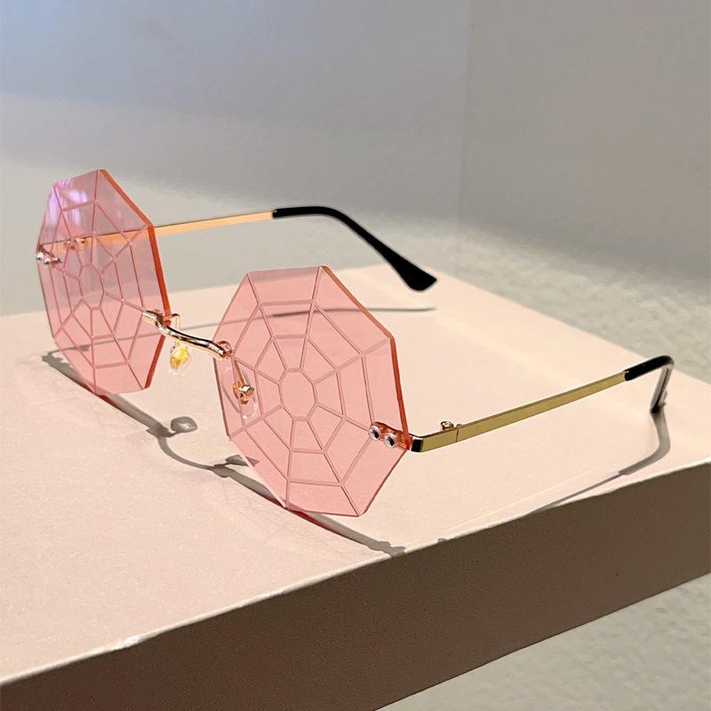 Lunettes de soleil non polarisées en forme de toile d'araignée pour hommes, sans monture, élégantes, amusantes, décoratives, pour femmes, tendance, chic, design de marque, lunettes de soleil rave