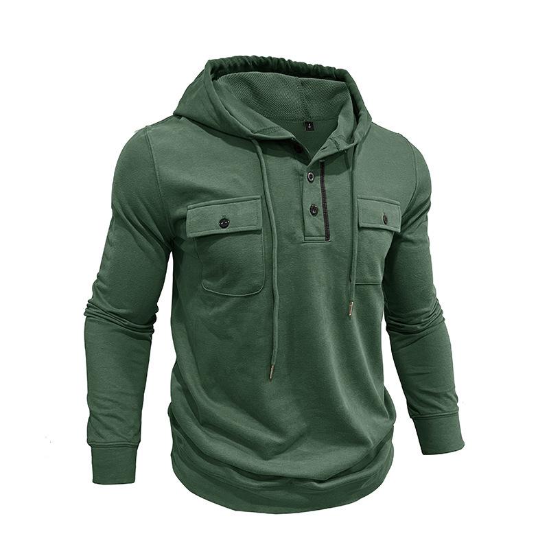 2026 Autumn/Winter Men's Retro Hooded Sweatshirt - Long-Sleeve Sport Hoodie with Pocket