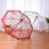 European White Lace Wedding Flower Girl Umbrella - Small Size with Stainless Steel Long Handle.
