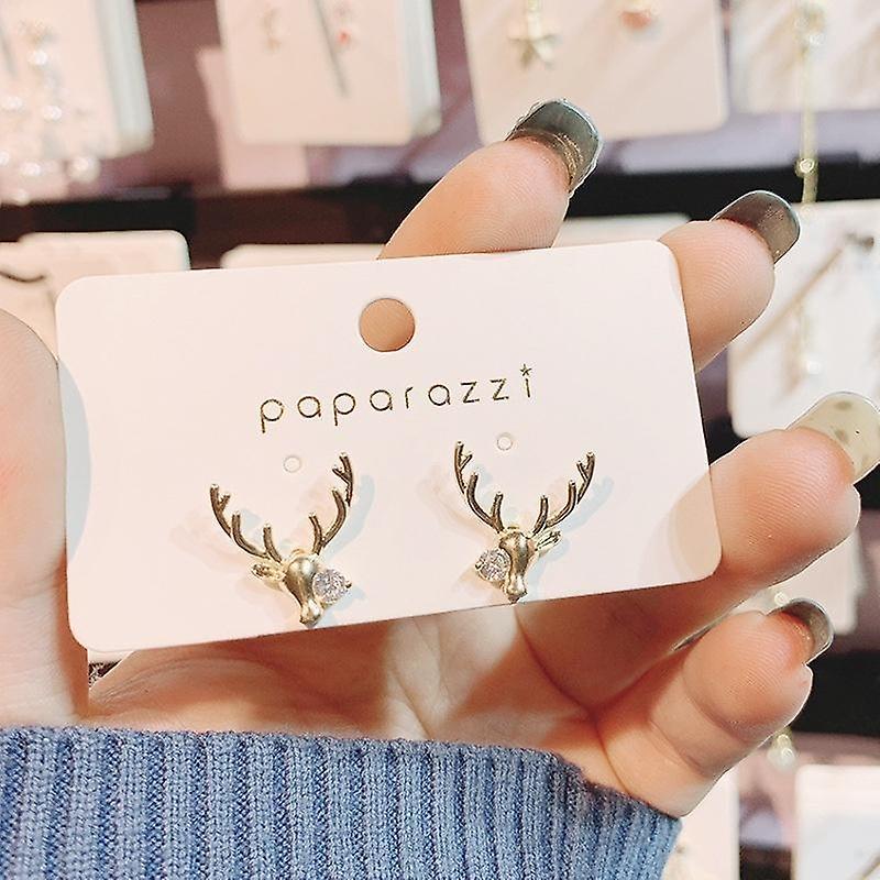 Pearl and Antler Crystal Christmas Earrings