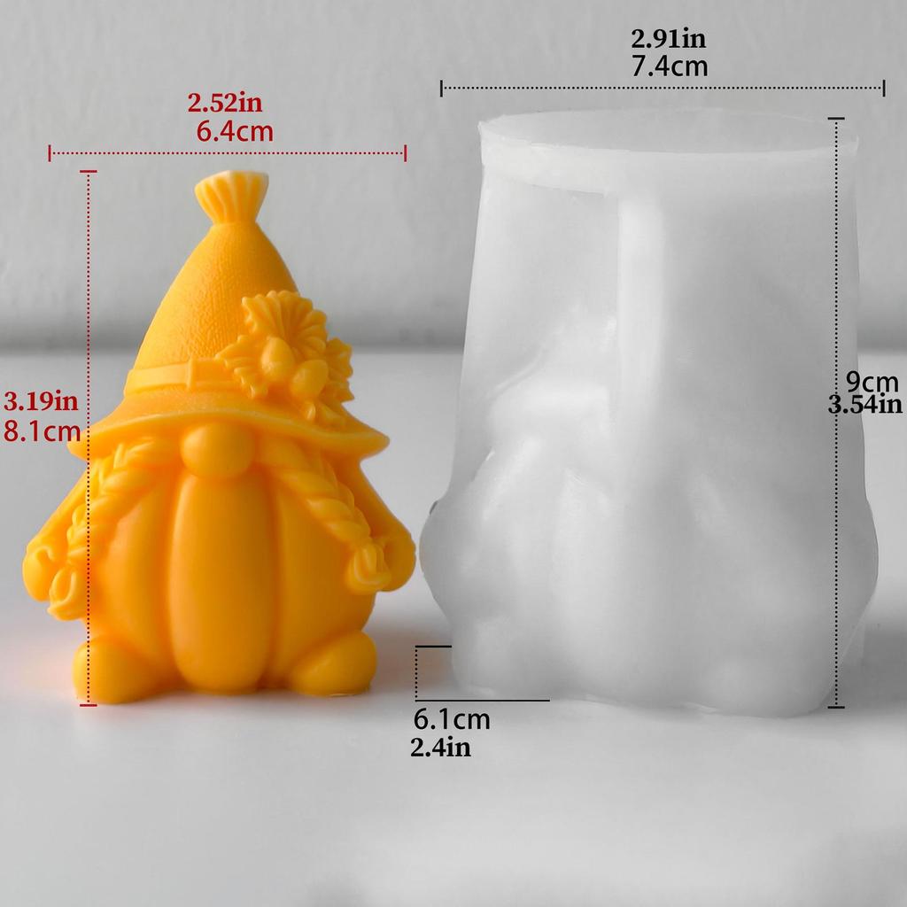 Halloween Pumpkin Gnome Candle Mold DIY Aroma Wax Plaster Resin Spooky Decor Gift Craft Party Favors