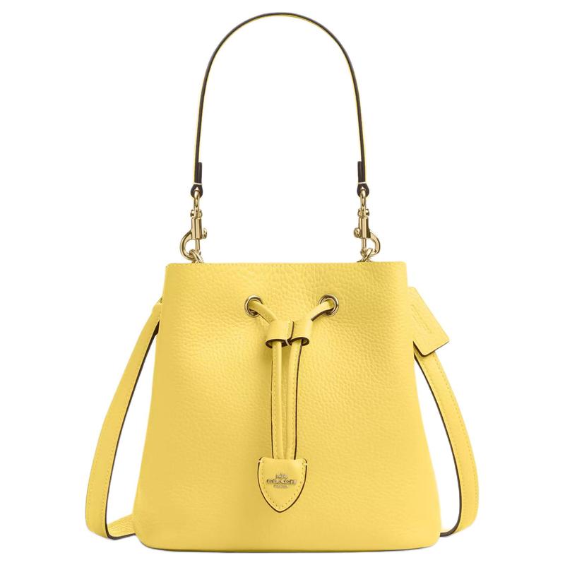 

COACH Rowan 21 Gold Hardware Leather Bucket Bag Crossbody Shoulder Bag Small Women Yellow золотий