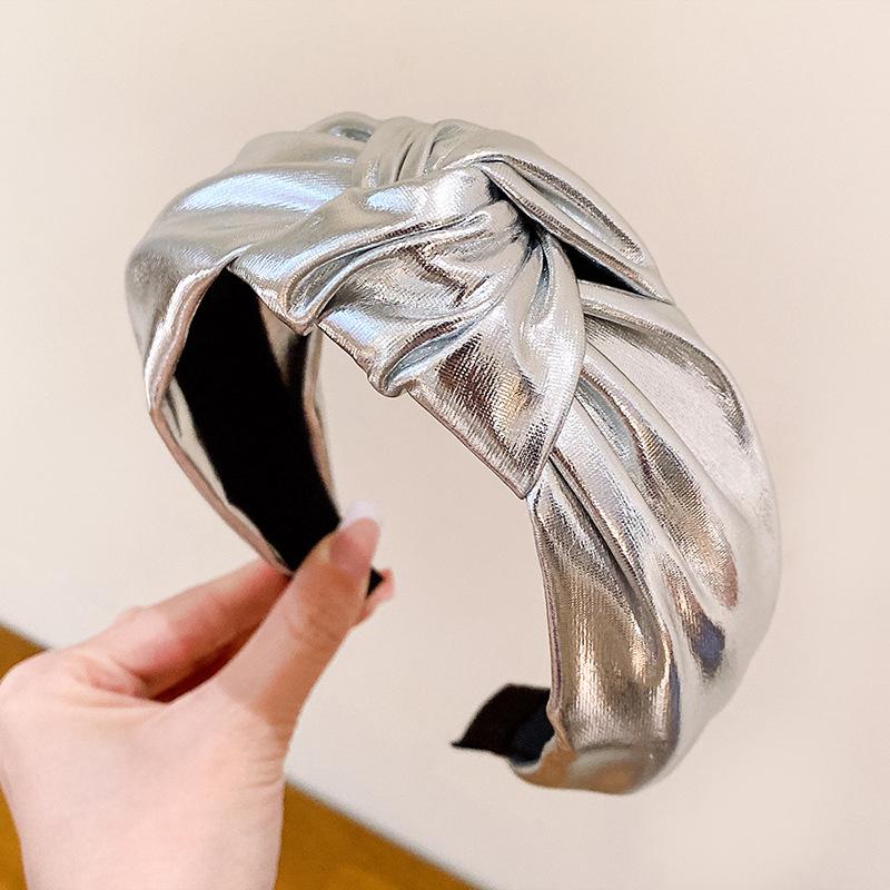 

Блестящий узел из искусственной кожи, ободок на голову для женщин, девочек, для шопинга, выступлений, путешествий, красочная радужная повязка на голову для леди