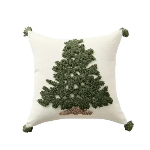 

1PC Christmas Cushion Cover Tufting Pillow Cover for Living Room Sofa Tassel Pillowcase Holiday Decor 45x45/30x50cm