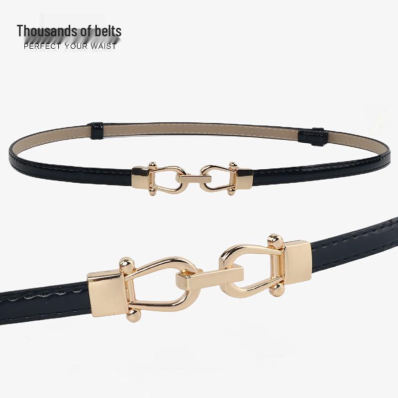 Women's Summer Fashion Suit: Patent Leather Adjustable Waist Cincher Chain Belt