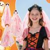Halloween Gothic Flower Garland With Black Veils Hairband Cosplay Wedding Headpiece Costume Headwear Accessory