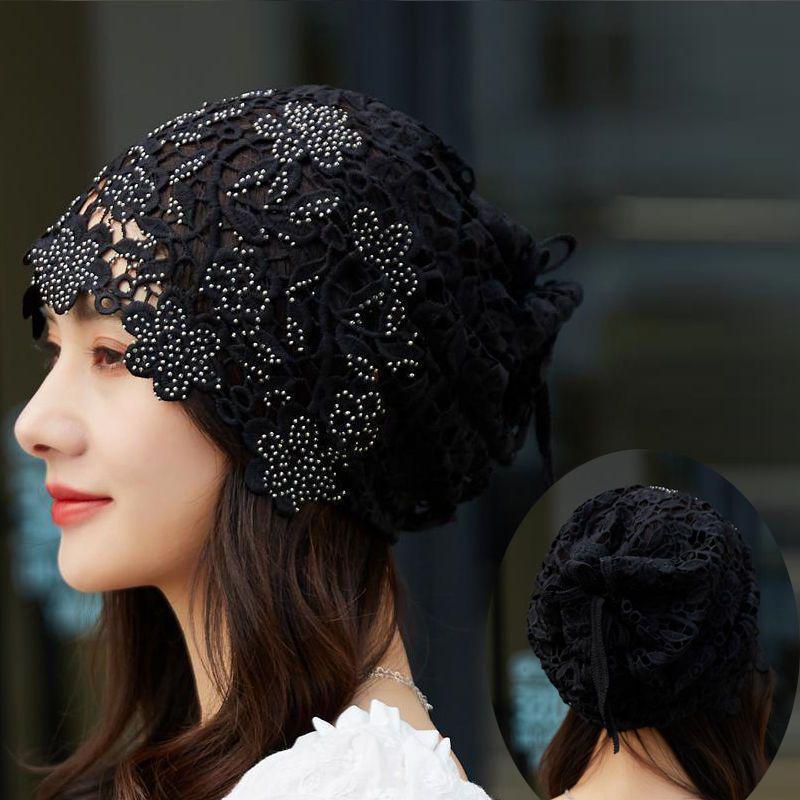Women's Summer Lace Slouchy Hat - Breathable, Stylish, Thin White Hair Cover