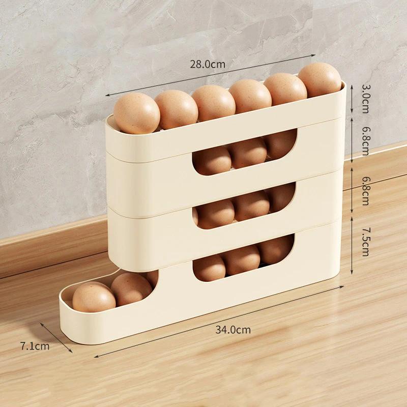 4-lagige Schiebe-Eieraufbewahrungsbox, Eierkarton im Leiterstil, Kühlschrank mit Seitentür, große Kapazität, automatische Eierrollmaschine