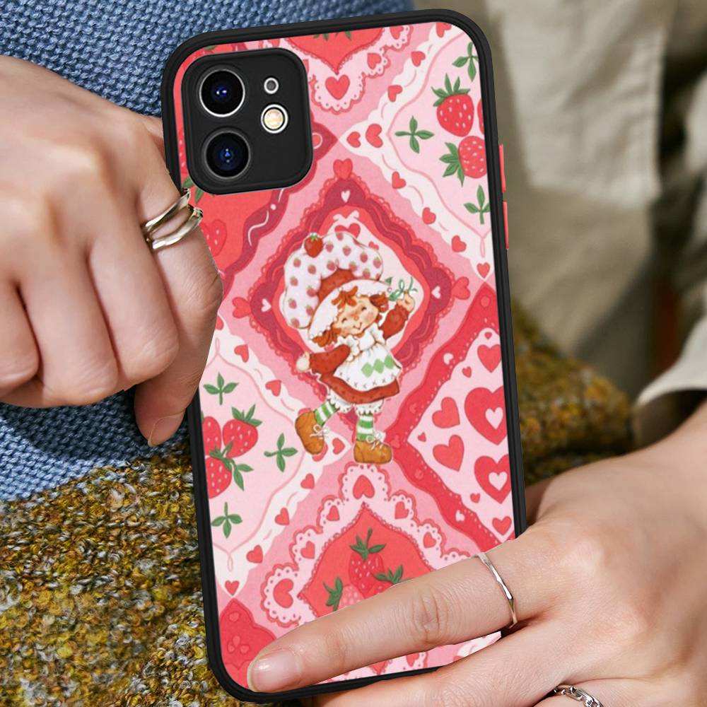 S-Erdbeerkuchen-Mädchen Für IPhone 16 Pro Max 15 14 13 12 11 XS MAX X Plus Bonbonfarbe Mattes TPU Handyhülle