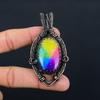 Rainbow Solar Quartz Gemstone Pure Copper Wire Wrapped Handmade Pendant Jewelry