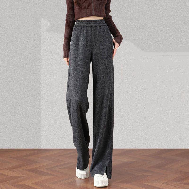 

Женские шерстяные брюки большого размера с флисовой подкладкой, в елочку, прямого кроя - с высокой посадкой, универсальные, осенне-зимние, повседневные, широкие штанины 3XL (165-195 lbs)