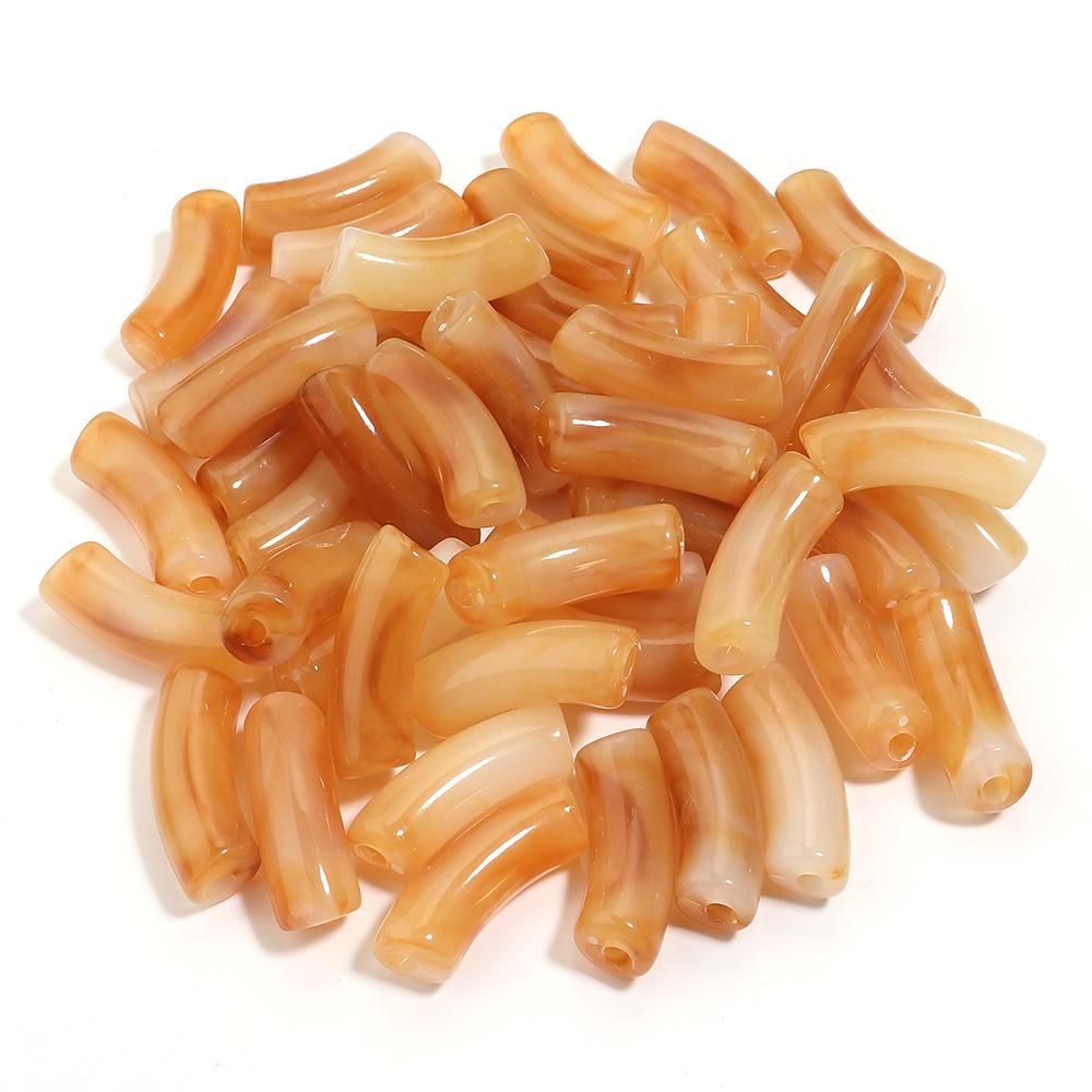 20pcs 35x11mm Acrylic Curved Tube Beads Dual Color Loose Beads For Jewelry Making DIY Handmade Necklace Bracelets Accessories