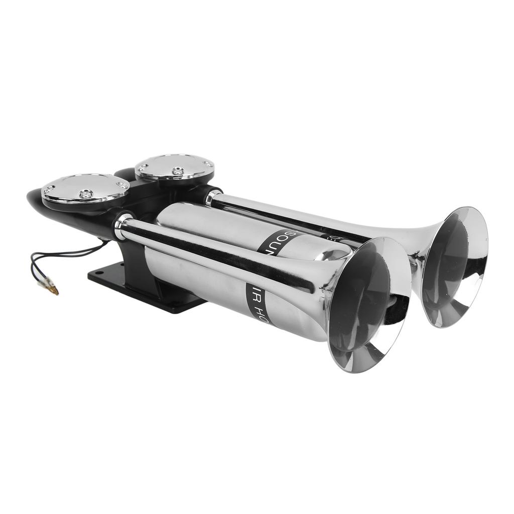 300DB Car Air Horn Zinc Alloy Chrome Plating Double Tube Loudspeaker for Train Ship SUV RV Truck Motorcycle DC 12V 24V