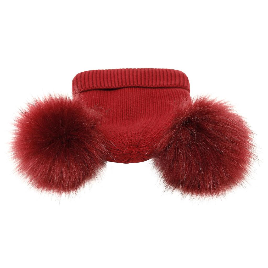Women Double Pom Pom Beanie Winter Hat Soft Knitted Warm Stretchy Ribbed Cuff Hat Suitable for Cold Weather Outdoor Activities