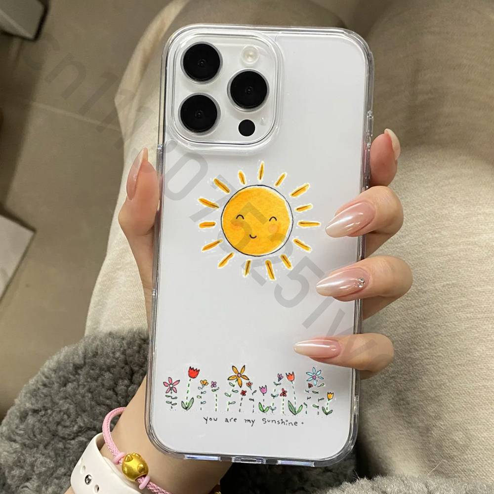 Flower Phone Case for iPhone 17 16 15 14 13 12 11 Pro Max Plus Air Mini 16E ProMax Transparent Case