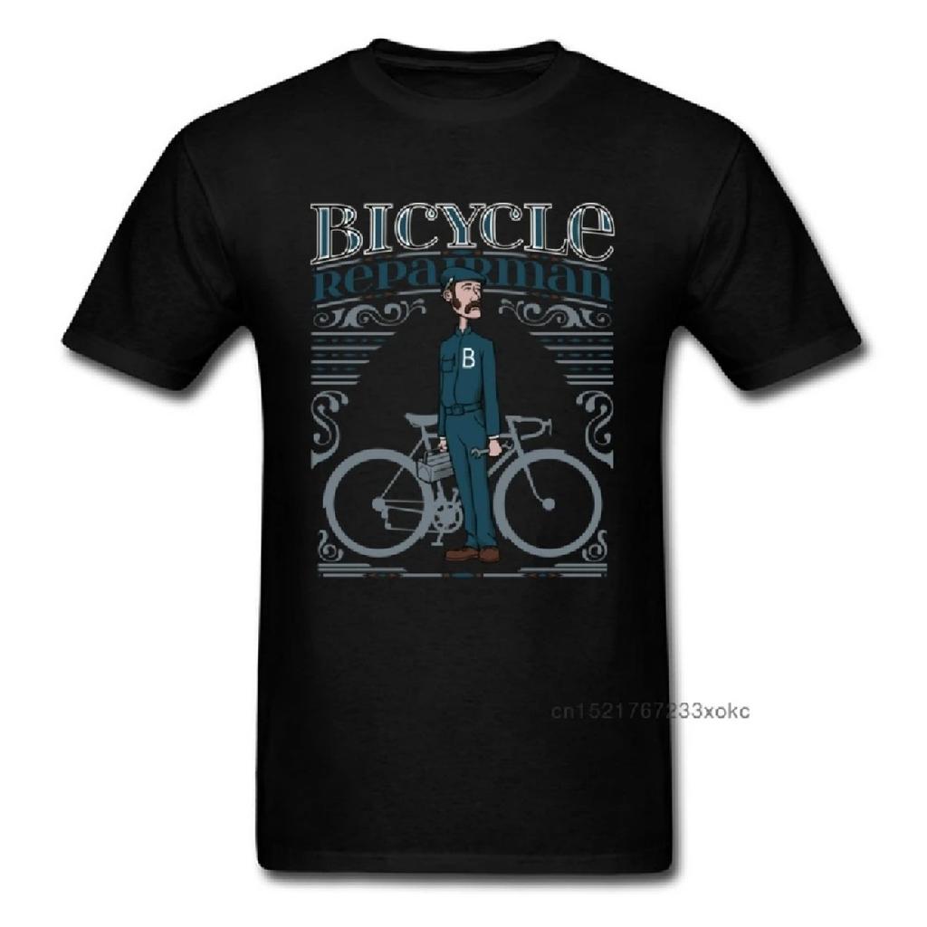 Fahrradmechaniker T-Shirts Retro T-Shirt Herren Schwarzes T-Shirt mit Buchstabenaufdruck Kleidung Biker Rider Oberteile Tees Baumwollkleidung Übergröße