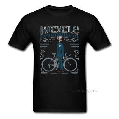 Bicycle Repairman T Shirts Retro Tshirt Men Black T-shirt Letter Printed Clothes Biker Rider Tops Tees Cotton Clothes Plus Size